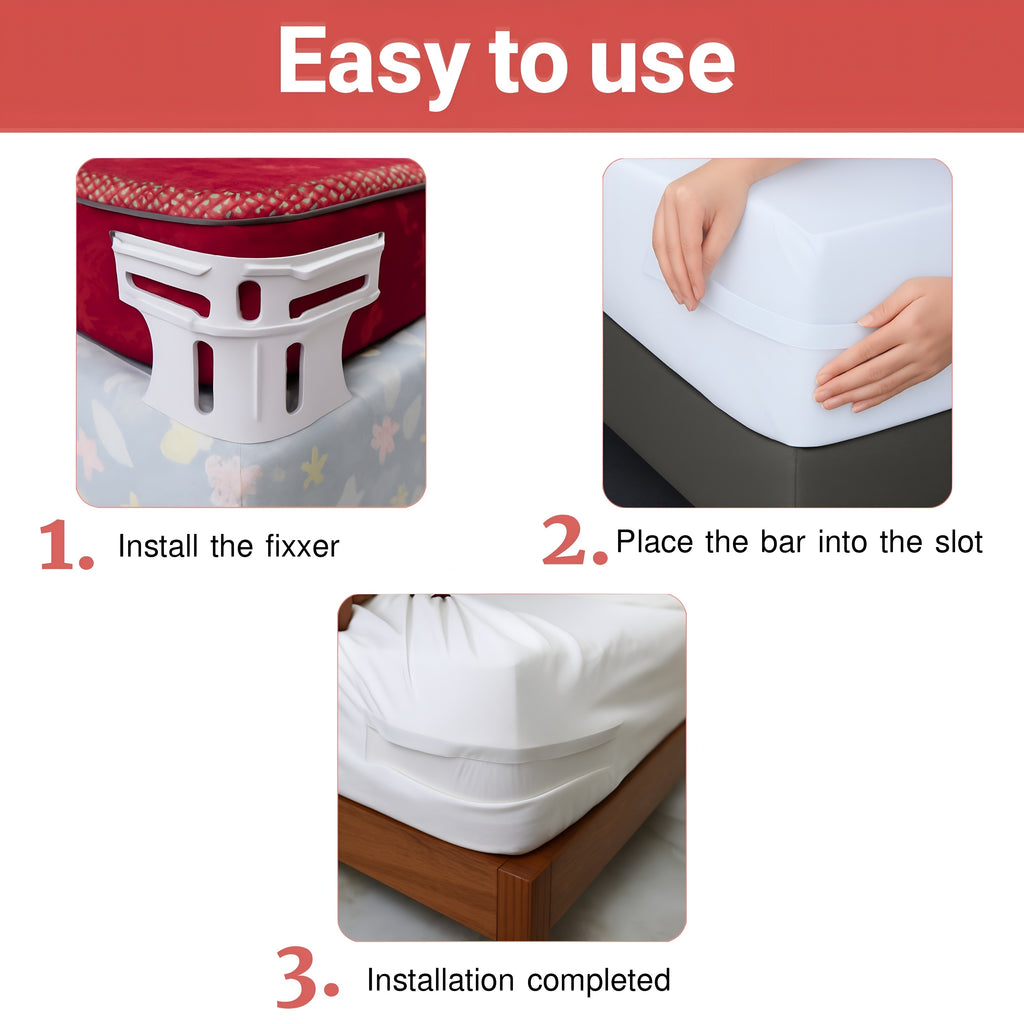 MRF SHOP Bed Sheet Holder, Adjustable Corner Grippers, Sheet Fasteners for Deep Mattress, Fits All Mattress Sizes, Keeps Sheets Smooth All Night, Includes Four Pieces in one Set